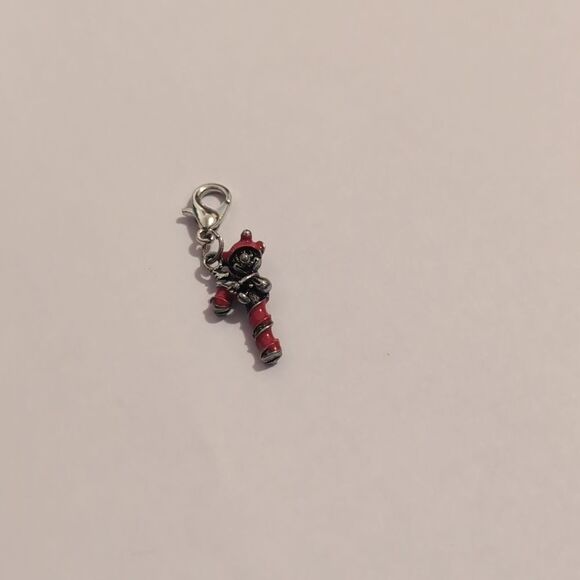 Silver and Red Candy Cane with Jolly‎ Christmas Guy Bracelet Charm - Picture 5 of 5